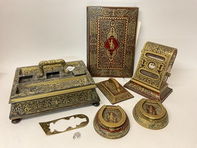 Lot 754 - Group of boule work to include pair of 19th century Boule work paperweights/letter clips