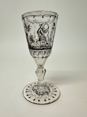 Lot 265 - Saxon Schwarzlot enamelled goblet