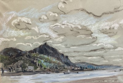Lot 1292 - Joseph Plaskett (1918-2014) pastel - The Drachenfels on the Rhine, signed and dated '79, 30cm x 43cm, another pastel of Notre Dame, dated Nov. '69, 46cm x 59.5cm and a signed limited edition etc...