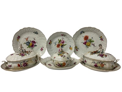 Lot 228 - Group of 18th century Meissen dinner wares, including tureens and dishes