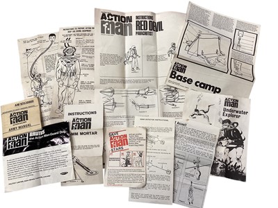 Lot 1875 - Action Man ephemera & Gilbert accessories detail sheet (qty)