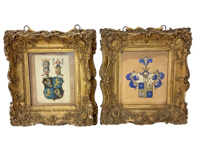 Lot 757 - Two 19th century gilt framed coats of arms