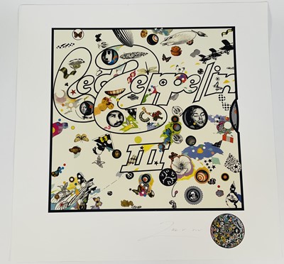 Lot 1294 - Richard Drew, known as Zacron (British, 1943-2012) silkscreen print - Led Zeppelin III album cover, signed, unframed - sheet size 68 x 68cm NB: An unknown number of prints were made but believed...