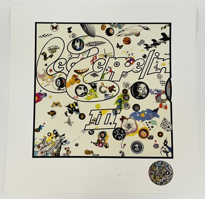 Lot 1295 - Richard Drew, known as Zacron (British, 1943-2012) silkscreen print - Led Zeppelin III album cover, signed, unframed - sheet size 68 x 68cm NB: An unknown number of prints were made but believed...