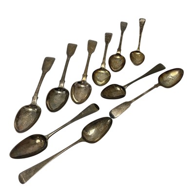 Lot 91 - Group of ten various Georgian silver teaspoons, (various dates and makers), all at 6.6ozs.