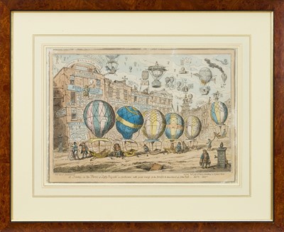 Lot 993 - George Cruikshank (1789-1856) hand coloured etching - 'A Scene in the Farce of "Lofty Projects"...', published July 17th 1825 by G. Humphrey, BM 14787, 26cm x 37cm, in glazed frame
