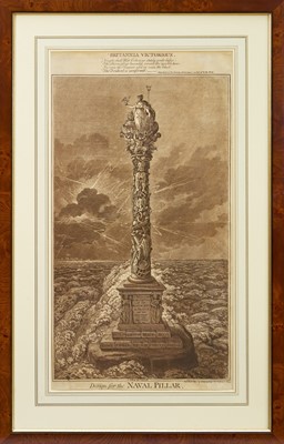 Lot 1008 - James Gillray (1757-1815) etching - 'Design for the Naval Pillar', published Feb. 1st 1800 by H. Humphrey, BM 9513, 56cm x 30cm, in glazed frame