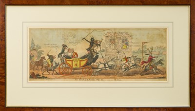 Lot 1016 - George Cruikshank (1792-1878) hand coloured etching - 'An Excursion to Ragley Hall' published Oct. 1st 1812, BM 11904, 21cm x 54cm, together with 'The Effusions of a Troubled Brain', published J...