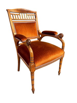 Lot 1568 - Late 19th century walnut desk chair in the aesthetic style