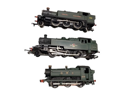 Lot 1886 - Railway OO Gauge Tri-ang BR 2-6-2 tank engine 82004, Grafar Ltd GWR 0-6-0 tank engine 9410 & Airfix GWR 2-6-2 tank engine 6110, all unboxed (3)