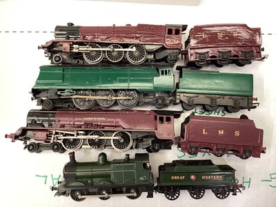 Lot 1889 - Railway OO Gauge repainted LMS Duchess of Atholl & Princess Elizabeth tender locomotives & two others, all unboxed (4)