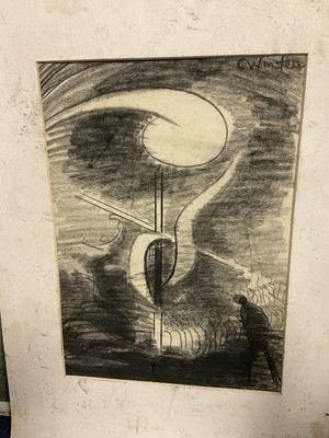 Lot 180 - Claire Winsten (1894-1989) charcoal. Surrealist composition, signed, 24 x 34cm