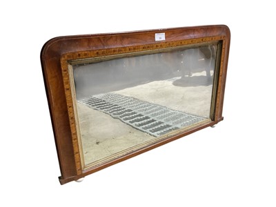 Lot 5307 - Victorian parquetry inlaid mahogany overmantel mirror, 73.5cm wide, 43.5cm high, together with another wall mirror, 54cm x 45cm (2)