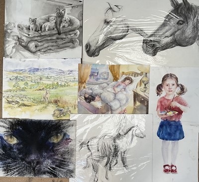 Lot 149 - *Louise Millar Watt (b. 1963) good collection of unframed works on paper in a variety of media