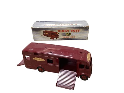 Lot 1527 - Dinky Toys British Railways Express Horse Box Hire Service, boxed No.981 & similar repainted version (2)