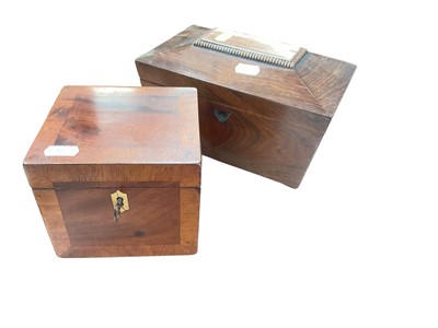 Lot 453 - 19th century Rosewood tea caddy and a mahogany tea caddy (2).