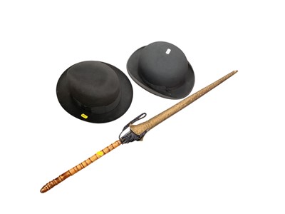 Lot 452 - Vintage umbrella, bowler hat by Locke & Co and another by Harrods (3).