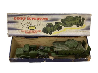 Lot 1525 - Dinky Supertoys Tank Transporter with Centurion Tank Gift Set No.698 & Dinky Toys Centurion Tank, boxed No.651 (2)