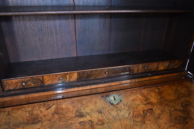 Lot 1331 - William & Mary period, and later, walnut bureau bookcase