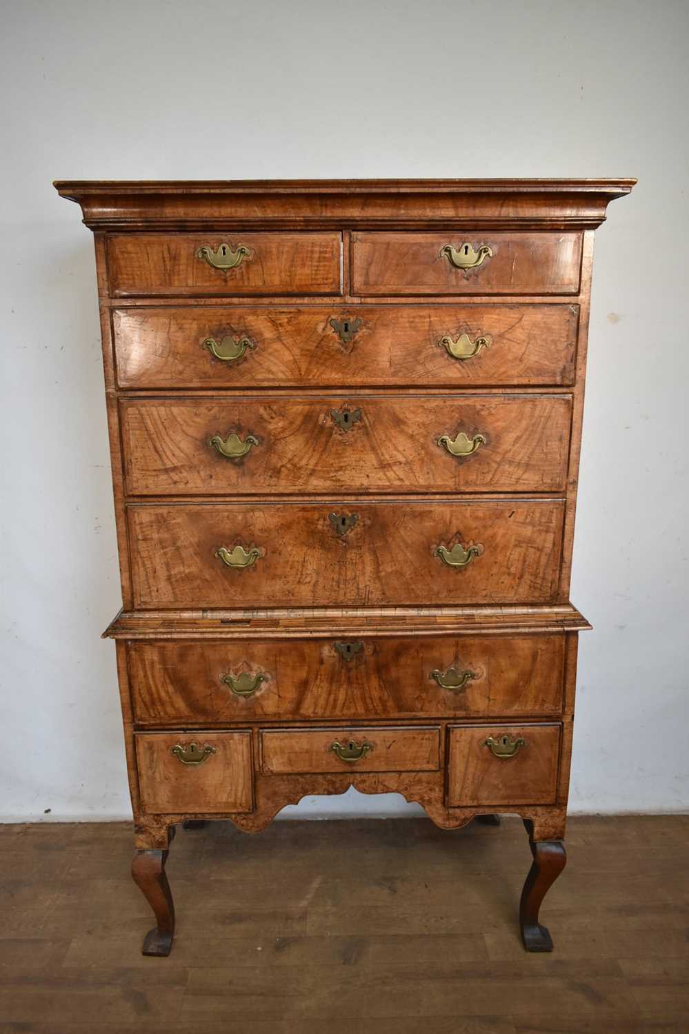Lot 1303 - George II walnut chest on chest