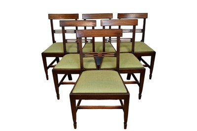 Lot 1469 - Set of six 19th century mahogany dining chairs with drop-in seats, on square taper legs and spade feet