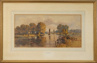 Lot 1163 - John Joseph Cotman (1814-1878) watercolour - The River Yare at Bremerton, signed, in glazed gilt frame