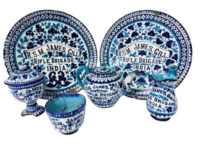 Lot 338 - Group of Indian pottery relating to the Rifle Brigade ‘R.S.M. James Gill’