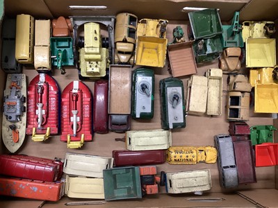 Lot 1594 - Dinky Toys unboxed commercial vehicles including diggers, carts, buses, hovercraft, vans,lorries & caravans (1 box)