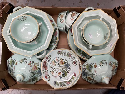 Lot 55 - Adams Calyx Ware 'Ming Jade' pattern dinner service, 64 pieces