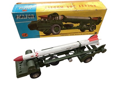 Lot 1505 - Corgi Major Toys Corporal Guided Missile on erector vehicle and instruction sheets, boxed No.1113 & Guided Missile (damaged top) on mobile launcher with instruction sheets, boxed No.1112 (2)...