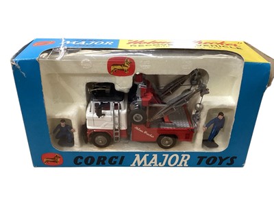 Lot 1506 - Corgi Major Toys Holmes's Wrecker recovery vehicle with Ford Tilt Cab No.1142 & Aerial Rescue Truck No.1143, both in window boxes (2)