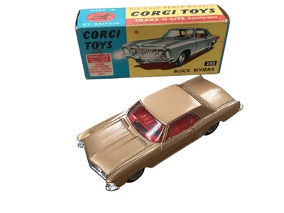 Lot 1563 - Corgi Toys American Series Chevrolet Impala No.248 (x2), Buick Riviera No.245, Chrysler Imperial No.246, Oldsmobile Toronado No.264, Ford Thunderbird-open Sports No.215S & Plymouth Sports Su...