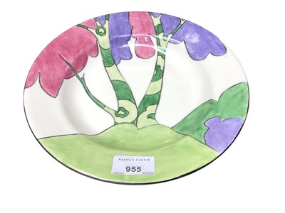 Lot 955 - Clarice Cliff style dish painted in the Rudyard pattern, marks to bottom