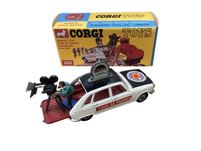 Lot 1581 - Corgi Toys Renault R16 Tour de France Paramount Film Unit No.260, Citroen Safari Alpine Rescue Car with figures No.513, Austin A60 Motor School Car No.236, Volkswagen European Police Car No.492,...