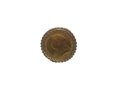 Lot 214 - Victorian gold full sovereign, 1894, in 9ct gold ring mount, size T