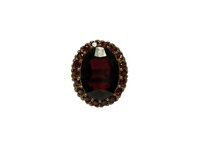 Lot 216 - 1970s 9ct gold garnet cluster cocktail ring