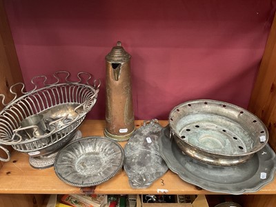 Lot 225 - Art Nouveau WMF dish, Art Nouveau copper and brass ewer and other antique metalwares