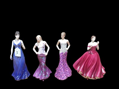 Lot 918 - Eight Royal Worcester figures including Sapphire, Ella, High Society etc together with three Franklin Mint figures (11)