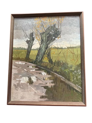 Lot 222 - Cromeeke oil on board, Willow by a river bank