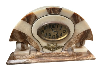 Lot 209 - Art Deco onyx and marble mantel clock