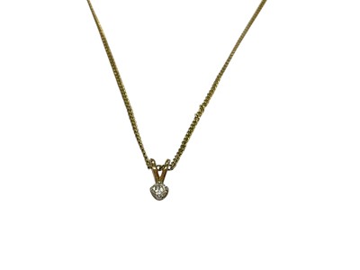 Lot 85 - Diamond single stone pendant in 9ct gold mount on a 9ct gold chain