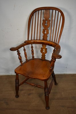 Lot 1547 - 19th century ash and elm and fruitwood high back elbow chair