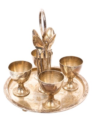Lot 508 - 1920s silver Egg Cruet comprising stand of circular form