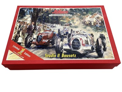 Lot 1832 - Schuco clockwork racing car assembly kits including Grand Prix Racer Bausatz, Studio II Bausatz & Studio, all boxed in sleeves (3)