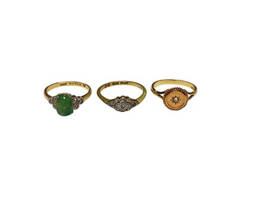 Lot 147 - Three Victorian and later 18ct gold rings