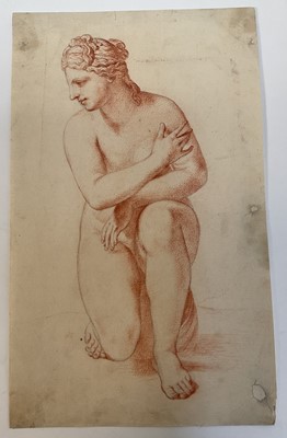 Lot 60 - British School 18th/19th Century nude study after the antique and another pencil study of a man’s face in profile, unframed