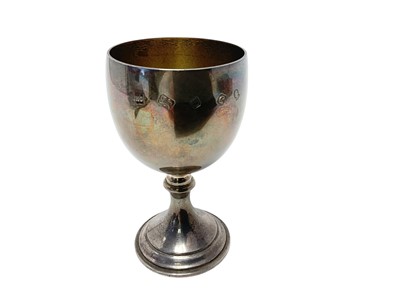 Lot 222 - Elizabeth II silver trophy cup / goblet of conventional form, (London 1977), maker John Henry Odell, 11.7cm in overall height, all at approximately 4ozs.