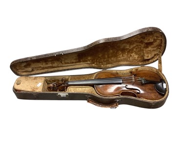 Lot 2224 - Antique German violin, in case