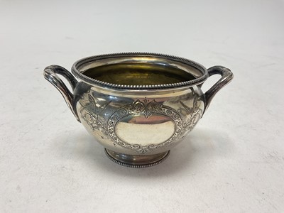 Lot 1055 - Victorian silver two handled sugar bowl of cauldron form
