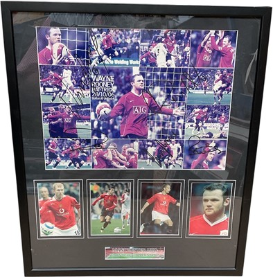 Lot 2501 - Keith Fearon, limited edition print of Ryan Giggs, entitled 'Breaking Through', signed by the artist and Giggs / Two signed posters of Manchester United players, including Robin Van Persie and Wayne R
